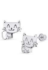 nice little cat sterling silver baby earrings